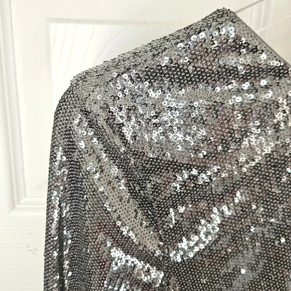 Dress the Population Emilia Sequin Long Sleeve Dress Womens Gray Size M